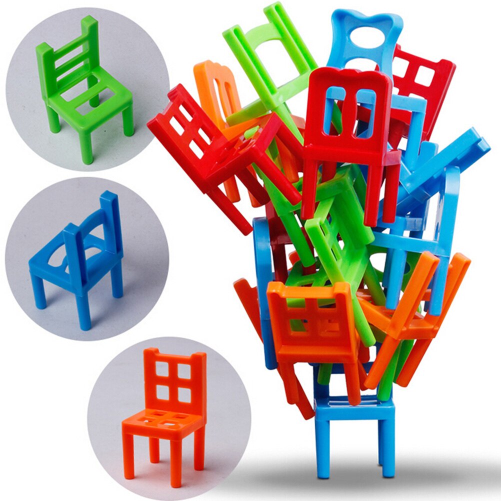 가족 보드 게임 어린이 교육 장난감 균형 스태킹 의자 의자 의자 게임 18 PCS 의자 원숭이 거래